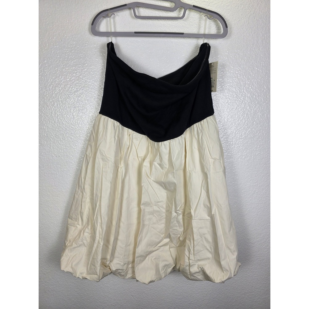 A New Day Womens XXL Strapless‎ Bubble Hem Mini Dress Black Cream